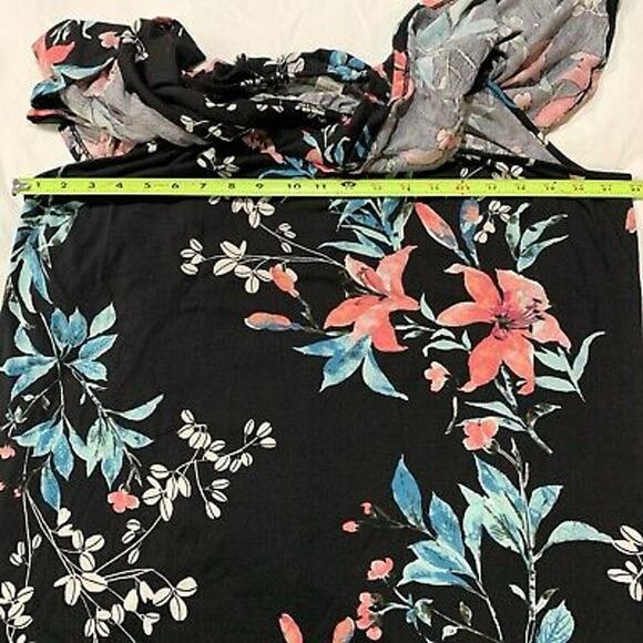 West Loop Women's Floral Dress Off Shoulders Ruffles Sz XL Off Black Floral - Picture 4 of 10